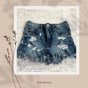 GAP Distressed Blue Jean Shorts with Frayed Hem